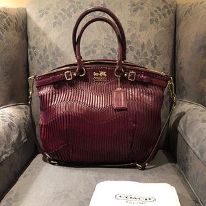 Coach Bordeaux Gathered Lindsey Satchel #18643